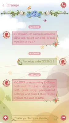 GO SMS PRO ROSE STYLE THEME android App screenshot 2